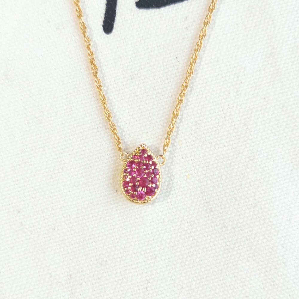 Julie Vos Necklace - Pavé Teardrop - Pink Tourmaline Gold